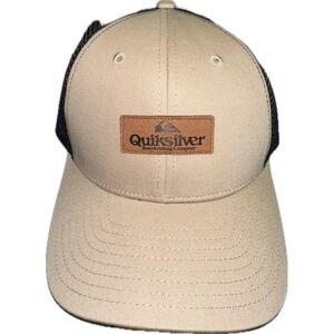 Quiksilver Hat Baseball Cap Snapback Trucker Khaki Tan Brown Beach Mesh Back NWT